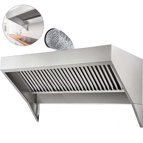 Concession Trailer Hood, 6FT Long Food Truck Hood Exhaust, 6-Foot X 30-Inch Stainless Steel Concession Hood Vent Sliver Food Truck Vent, Includes Baffle Hood Filter, Grease Groove, Fume Pipe Concession Trailer Hood, 6FT Long Food Truck Hood Exhaust, 6-Foot X 30-Inch Stainless Steel Concession Hood Vent Sliver Food Truck Vent, Includes Baffle Hood Filter, Grease Groove, Fume Pipe