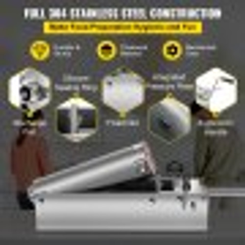 Horizontal Sausage Stuffer 7L/15Lbs Manual Sausage Maker With 5 Filling Nozzles Sausage Stuffing Machine For Home & Commercial Use Stainless Steel