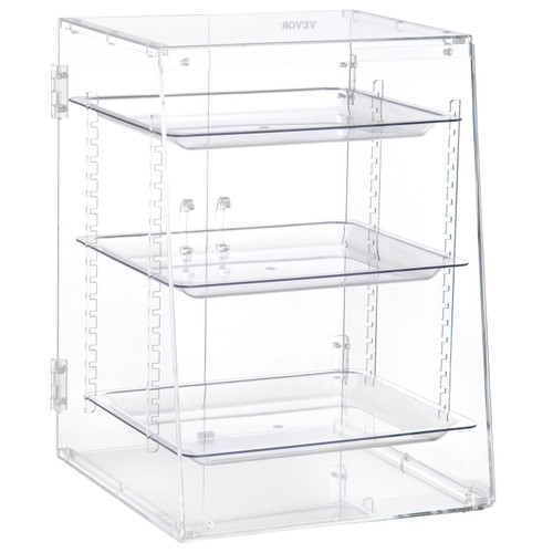 Pastry Display Case, 3-Tier Removable Shelves Bakery Display Case, Clear Acrylic 21.7" x 15.7" x 15.7" Donut Display Box w/Rear Door Access, Counter