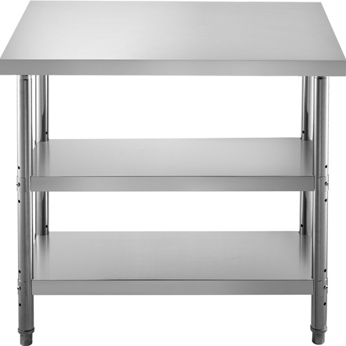 Stainless Steel Prep Table, 48x18x33 in Commercial Stainless Steel Table, 2 Adjustable Undershelf BBQ Prep Table, Heavy Duty Kitchen Work Table, for Garage, Home, Warehouse, and Kitchen Silver Stainless Steel Prep Table, 48x18x33 in Commercial Stainless Steel Table, 2 Adjustable Undershelf BBQ Prep Table, Heavy Duty Kitchen Work Table, for Garage, Home, Warehouse, and Kitchen Silver