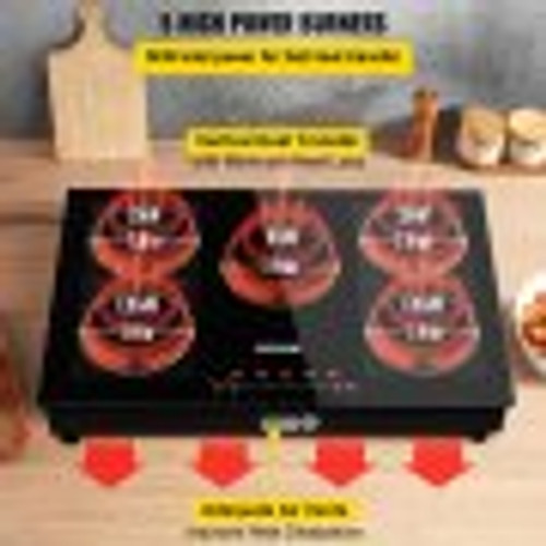 Built-in Induction Electric Stove Top 30 Inch,5 Burners Electric Cooktop,9 Power Levels & Sensor Touch Control,Easy to Clean Ceramic Glass Surface,Child Safety Lock,240V
Product Images