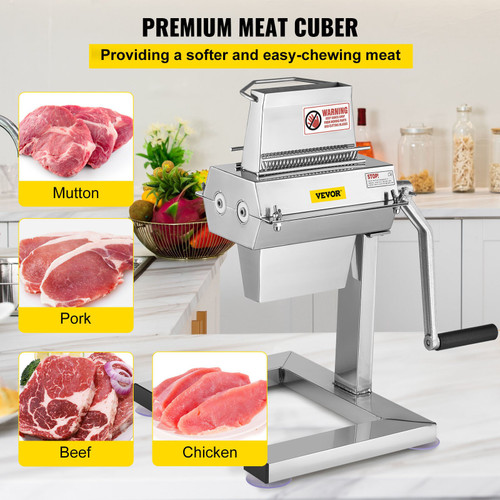 5 in/12.5 cm Cutting Width Manual Steak Tenderizer with Stainless Steel Blades and C-Clamp Combs, 12.4 x 9.8 x 17.1in / 31.5 x 25 x 43.5 cm, Sliver