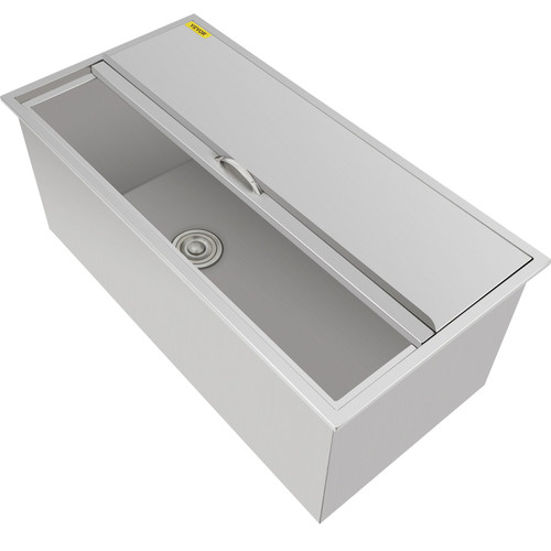 Drop in Ice Chest 36L x 18W x 14H Inch Stainless Steel Ice Cooler with Sliding Cover Drop in Ice Bin Included Drain-pipe and Drain Plug for Cold Wine Beer Drop in Ice Chest 36L x 18W x 14H Inch Stainless Steel Ice Cooler with Sliding Cover Drop in Ice Bin Included Drain-pipe and Drain Plug for Cold Wine Beer