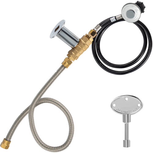 Fire Pit Installation Kit, 90K BTU Max Propane Fire Pit Hose Kit, CSA Certified Propane Connection Kit, Gas Mixer Regulator with Stainless Steel Hose & Chrome Key Valve for Propane Connection