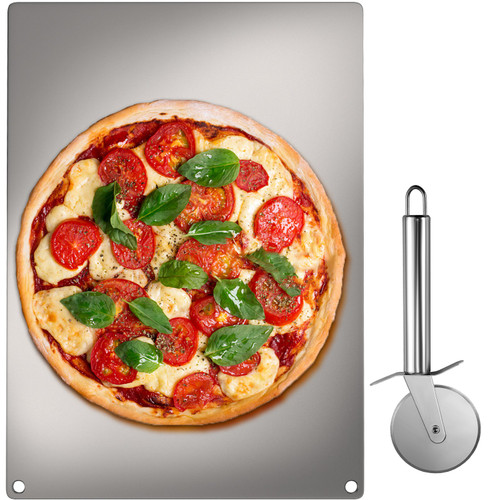 Baking Steel Pizza, Rectangle Steel Pizza Stone, 14" x 20" Steel Pizza Plate, 0.4"Thick Steel Pizza Pan, High-Performance Pizza Steel for Oven, Baking Surface for Oven Cooking and Baking