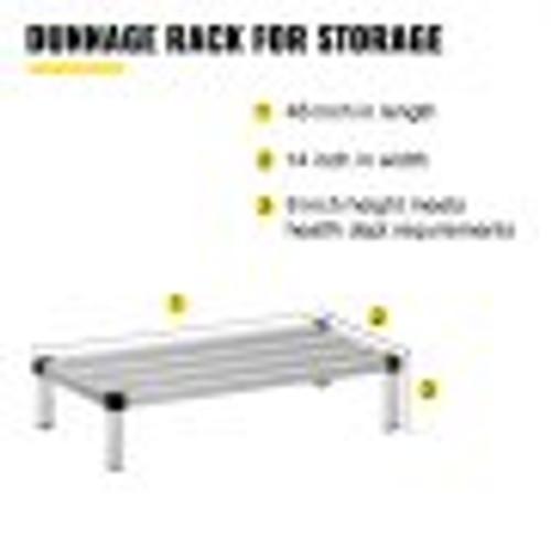 Aluminum Dunnage Rack, 48'' x 14'' Commercial Floor Food Shelf, 8'' Off The Floor, 1000lbs Capacity Aluminum Storage Rack, Commercial Food Service Storage in Restaurant, Kitchens, Shops