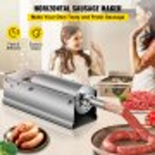 Horizontal Sausage Stuffer 5L/11Lbs Manual Sausage Maker With 5 Filling Nozzles Sausage Stuffing Machine For Home & Commercial Use Stainless Steel