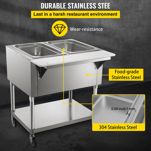 Commercial Electric Food Warmer, 2-Pot Steam Table Food Warmer 0-100? w/ 2 Lockable Wheels, Professional Stainless Steel Material with ETL Certification for Catering and Restaurants Commercial Electric Food Warmer, 2-Pot Steam Table Food Warmer 0-100? w/ 2 Lockable Wheels, Professional Stainless Steel Material with ETL Certification for Catering and Restaurants