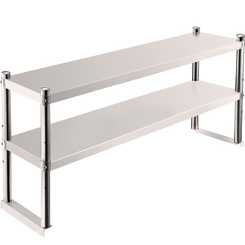 Double Overshelf, Double Tier Stainless Steel Overshelf, 36 in. Length x 12 in. Width Double Deck Overshelf, Height Adjustable Overshelf for Prep & Work Table in Kitchen, Restaurant