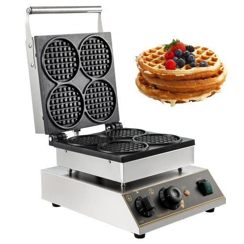 Commercial Electric Mini Round Waffle Maker Baker Tea Shop 1750w Thick Handles Commercial Electric Mini Round Waffle Maker Baker Tea Shop 1750w Thick Handles