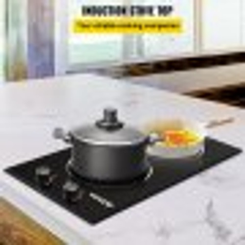 Built-in Induction Cooktop, 11 inch 2 Burners, 120V Ceramic Glass Electric Stove Top with Knob Control, Timer & Child Lock Included, 9 Power Levels with Boost Function for Simmer Steam Fry