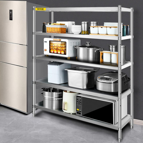 Storage Shelf, 5-Tier Storage Shelving Unit, Stainless Steel Garage Shelf, 70.9 x 17.7 x 70.9 inch Heavy Duty Storage Shelving, 1650 Lbs Total