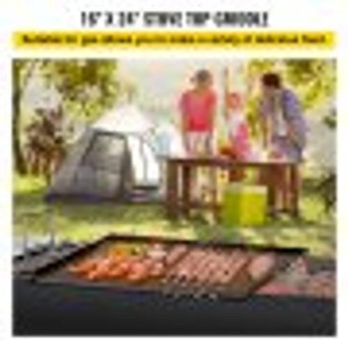 Carbon Steel Griddle, 16" x 24" Griddle Flat Top Plate, Griddle for BBQ Charcoal/Gas Gril with 2 Handles, Rectangular Flat Top Grill with Extra Drain Hole for Tailgating and Parties