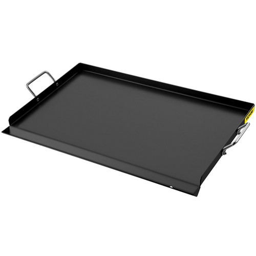 Carbon Steel Griddle, 16" x 24" Griddle Flat Top Plate, Griddle for BBQ Charcoal/Gas Gril with 2 Handles, Rectangular Flat Top Grill with Extra Drain Hole for Tailgating and Parties