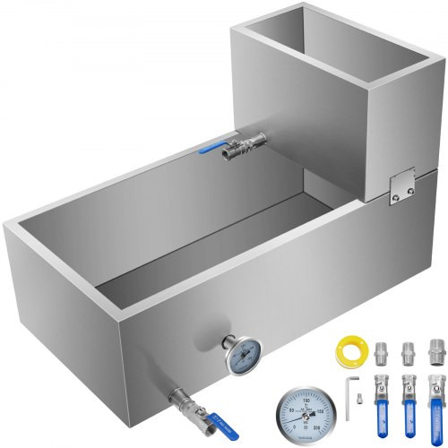 Maple Syrup Evaporator Pan 30x16x19 Inch Stainless Steel Maple Syrup Boiling Pan with Valve and Thermometer and Feed Pan for Boiling Maple Syrup