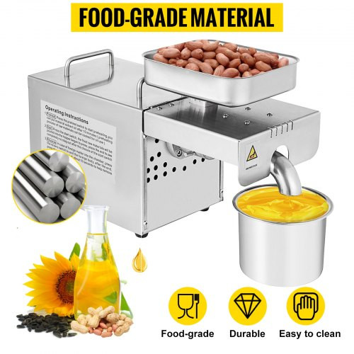 Oil Press Machine 750W Cold / Hot Press Automatic Oil Extractor Organic Oil Expeller Commercial Grade Stainless Steel Oil Press Machine