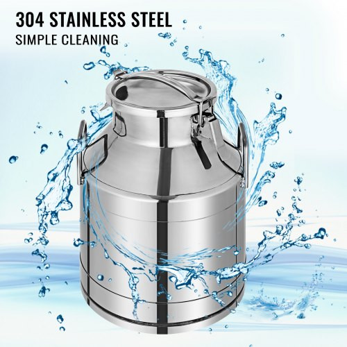 304 Stainless Steel Milk Can 20 Liter Milk Bucket Wine Pail Bucket 5.25 Gallon Milk Can Tote Jug with Sealed Lid Heavy Duty for Milk and Wine Liquid Storage