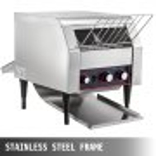 300 Slices/Hour Commercial Conveyor Toaster,2200W Stainless Steel Heavy Duty Industrial Toasters w/ Double Heating Tubes,Countertop Electric Restaurant Equipment for Bun Bagel Bread Baked Food