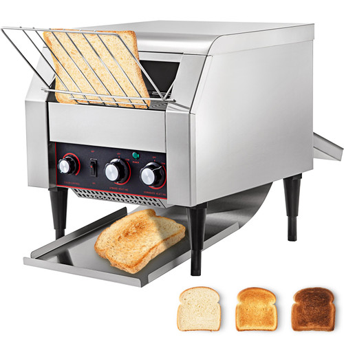 300 Slices/Hour Commercial Conveyor Toaster,2200W Stainless Steel Heavy Duty Industrial Toasters w/ Double Heating Tubes,Countertop Electric Restaurant Equipment for Bun Bagel Bread Baked Food