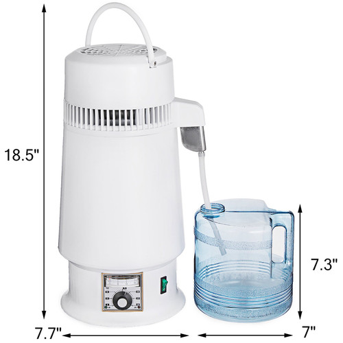 Stainless Steel Water Distiller 746W Water Distillation Kit 1 Gallon/4.3 L Water Distiller Home Countertop Connection Bottle Food-Grade Outlet Glass