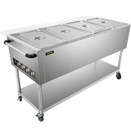 Commercial Electric Food Warmer, 4-Pot Steam Table Food Warmer 0-100? w/ 2 Lockable Wheels, Professional Stainless Steel Material with ETL Certification for Catering and Restaurants Commercial Electric Food Warmer, 4-Pot Steam Table Food Warmer 0-100? w/ 2 Lockable Wheels, Professional Stainless Steel Material with ETL Certification for Catering and Restaurants