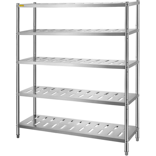 VEVOR Storage Shelf, 5-Tier Storage Shelving Unit, Stainless Steel Garage  Shelf, 47.2 x 17.7 x 70.9 inch Heavy Duty Storage Shelving, 661 Lbs Total