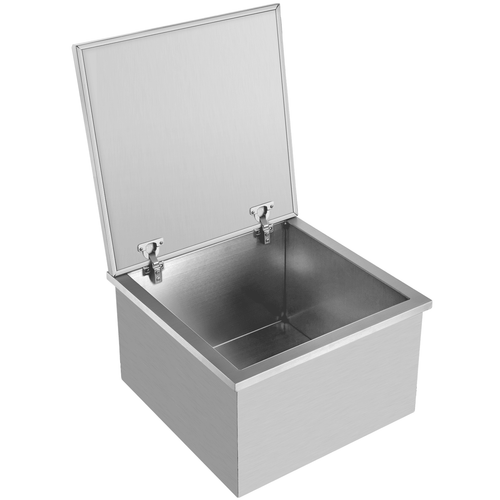 Drop in Ice Chest 20''L x 18''W x 13''H Drop in Cooler Stainless Steel with Hinged Cover Bar Ice Bin 45.4 qt Drain-pipe and Drain Plug Included for