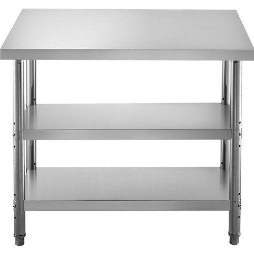 Stainless Steel Prep Table, 60x14x33 in Commercial Stainless Steel Table, 2 Adjustable Undershelf BBQ Prep Table, Heavy Duty Kitchen Work Table, for