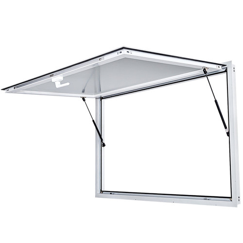 Concession Window 53 x 33 Inch, Concession Stand Serving Window Door with Double-Point Fork Lock, Concession Awning Door Up to 85 degrees for Food Trucks, Glass Not Included