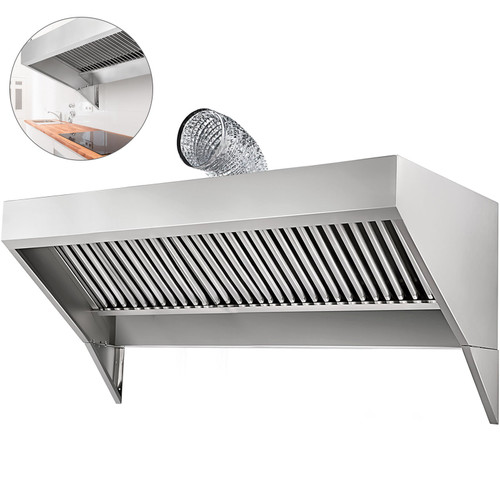 Concession Hood Exhaust, 7FT Long Food Truck Hood Exhaust, 7-Foot X 30-Inch Stainless Steel Concession Hood Vent Sliver Food Truck Vent, Includes Baffle Hood Filter, Grease Groove, Fume Pipe Concession Hood Exhaust, 7FT Long Food Truck Hood Exhaust, 7-Foot X 30-Inch Stainless Steel Concession Hood Vent Sliver Food Truck Vent, Includes Baffle Hood Filter, Grease Groove, Fume Pipe