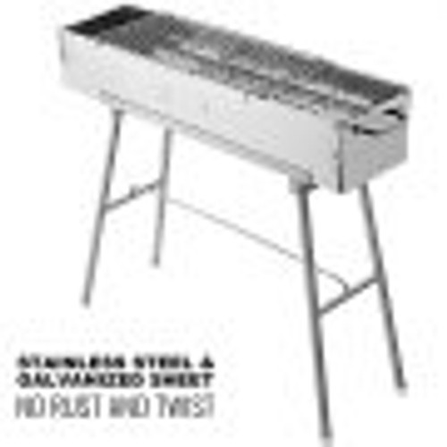 Folded Portable Charcoal BBQ Grill 32" X 8" Stainless Steel Kebab Perfect for Outdoor Barbecue Camping
