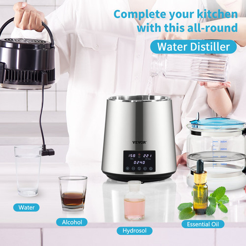 4L Water Distiller 1.5L/H Distilled Water Maker Timing Dual-Temp Silver 4L Water Distiller 1.5L/H Distilled Water Maker Timing Dual-Temp Silver