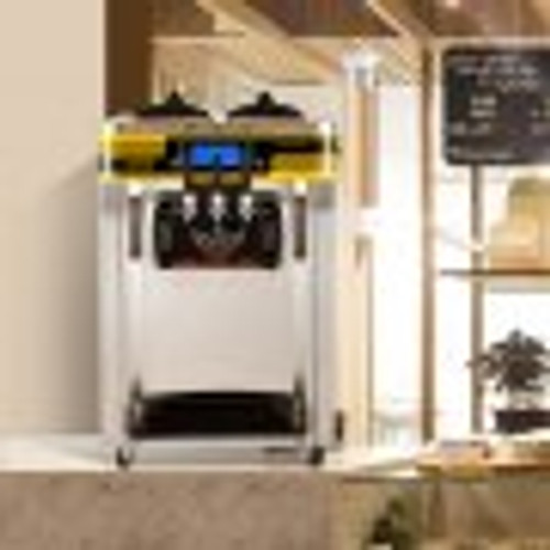 Commercial Ice Cream Maker, 22-30L/H Yield, 2350W Countertop Soft Serve Machine w/ 2x6L Hopper 2L Cylinder LCD Panel Puffing Shortage Alarm, Frozen Yogurt Maker for Restaurant Snack Bar, Silver Commercial Ice Cream Maker, 22-30L/H Yield, 2350W Countertop Soft Serve Machine w/ 2x6L Hopper 2L Cylinder LCD Panel Puffing Shortage Alarm, Frozen Yogurt Maker for Restaurant Snack Bar, Silver