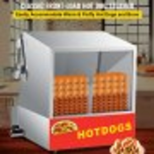 Hot Dog Steamer, 36L/32.69Qt, Classic Hut Steamer for 96 Hot Dogs & 30 Buns, Electric Bun Warmer Cooker with Drop Down Door Acrylic Window Partition Plate Food Clip PTFE Tape, Stainless Steel