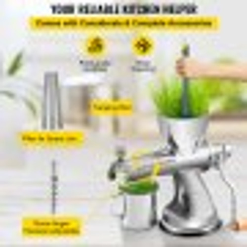 Manual Wheatgrass Juicer Stainless Steel Hand Crank Wheatgrass Juicer Hand Wheatgrass Grinder with Suction Cup Base & Table-top Clamp Manual Juicer Extractor for Ginger Celery Apple Grape