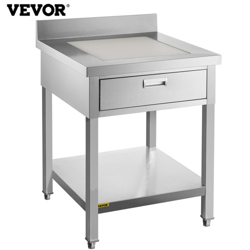 Commercial Food Prep Worktable 24x30 in Stainless Steel Table with Drawer Kitchen Utility Table with Undershelf and Backsplash Kitchen Island 440 Lbs