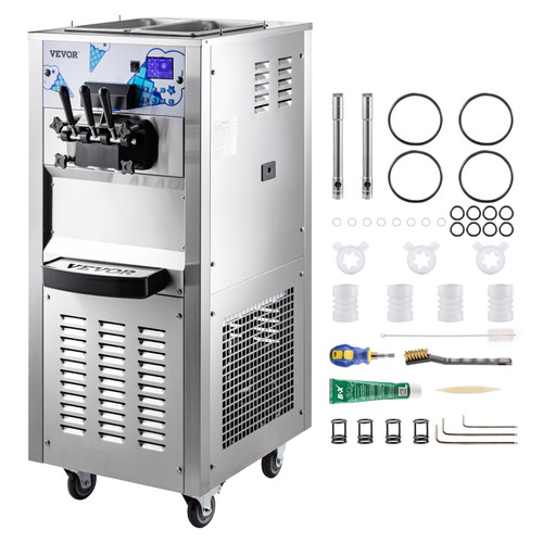 Commercial Soft Ice Cream Machine 3.4 gal. per Hour 1200-Watt LED Panel Single-Flavor Pre-Cooling Yogurt Maker Machine