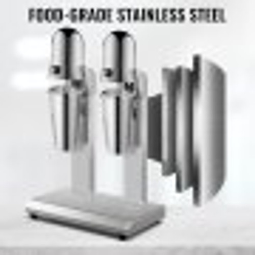 Milkshake Maker, Double-Head Milkshake Machine, 560W Milkshake Mixer, Malt Maker with 800ml Cups (Stainless Steel/PC), 2-Speed Electric Milk Shake Machine, 36000RPM Drink Mixer, Stainless Steel