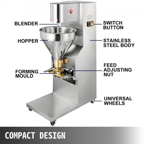 Commercial Meatball Forming Machine, 280 PCs/min Meatball Maker Machine, 1100W Electric Fish Beef Pork Ball Making Tool with 18/20/22/26/30 mm Models, Stainless Stee