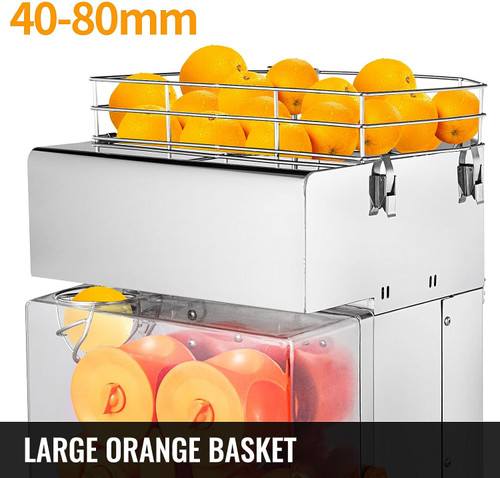 Commercial Juicer Machine, 110V Automatic Feeding Juice Extractor, 120W Orange Squeezer for 20-30 per Minute, with Pull-Out Filter Box SUS 304 Tank