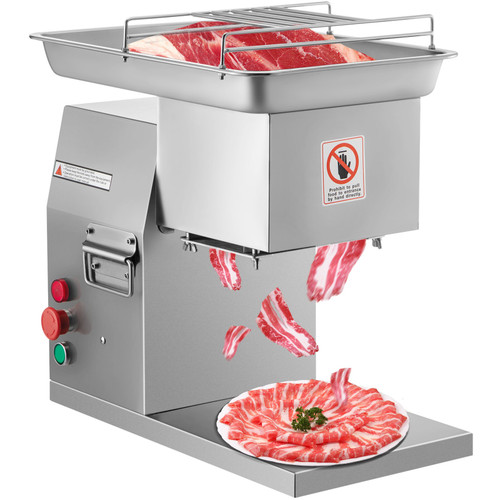 Commercial Meat Cutter Machine 1100 LB/H 3mm Stainless Steel with Pulley 600W Electric Food Cutting Slicer for Kitchen Restaurant Supermarket Market Commercial Meat Cutter Machine 1100 LB/H 3mm Stainless Steel with Pulley 600W Electric Food Cutting Slicer for Kitchen Restaurant Supermarket Market