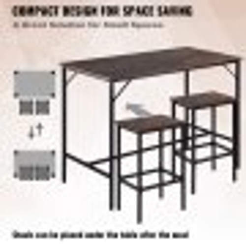 Bar Table and Chairs Set 47" Pub Table Set with 2 Bar Stools Kitchen Dining Table and Chairs Set for 2 Iron Frame Counter Height Dining Sets for Home, Kitchen, Living Room Bar Table and Chairs Set 47" Pub Table Set with 2 Bar Stools Kitchen Dining Table and Chairs Set for 2 Iron Frame Counter Height Dining Sets for Home, Kitchen, Living Room