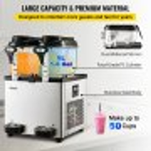 Commercial Slushy Machine, 6 L x 2 Tanks 50 Cups, 700W 110V, Stainless Steel Margarita Smoothie Frozen Drink Maker, Perfect for Supermarkets Cafes Restaurants Bars and Home Use, Silver Commercial Slushy Machine, 6 L x 2 Tanks 50 Cups, 700W 110V, Stainless Steel Margarita Smoothie Frozen Drink Maker, Perfect for Supermarkets Cafes Restaurants Bars and Home Use, Silver