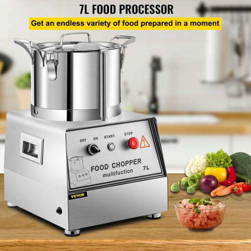 110V Commercial Food Processor 7L Capacity 750W Electric Food Cutter Mixer 1400RPM Stainless Steel Processor Perfect for Vegetables Fruits Grains Peanut Ginger Garlic 110V Commercial Food Processor 7L Capacity 750W Electric Food Cutter Mixer 1400RPM Stainless Steel Processor Perfect for Vegetables Fruits Grains Peanut Ginger Garlic