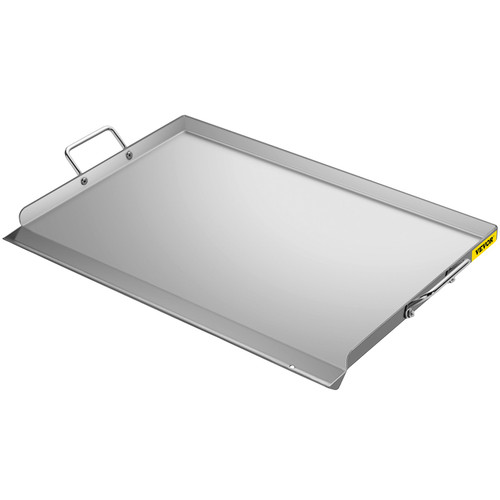 Stainless Steel Griddle, 23" x 16" Griddle Flat Top Plate, Griddle for BBQ Charcoal/Gas Gril with 2 Handles, Rectangular Flat Top Grill with Extra Drain Hole for Tailgating and Parties