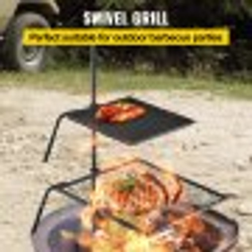 Campfire Grill Grate,Double Layer Fire Pit Grill Grate Over Fire Pit,Three Section Height Adjustable Grill Grate for Outdoor Open Flame Cooking