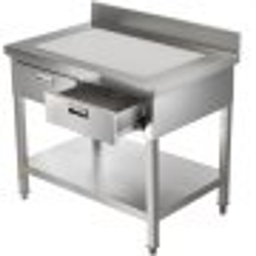 Stainless Steel Work Table 24 x 42 in Commercial Food Prep Worktable with 2 Drawers, Undershelf and Backsplash, 992 lbs Load Stainless Steel Kitchen Island for Restaurant, Home and Hotel