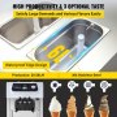 Commercial Soft Ice Cream Machine, 3 Flavors Ice Cream Machine w/Pre-Cooling, 5.3-7.4 Gal/H Gelato Machine Commercial, 2200W Countertop Commercial Yogurt Maker Machine, w/LCD Intelligent Panel Commercial Soft Ice Cream Machine, 3 Flavors Ice Cream Machine w/Pre-Cooling, 5.3-7.4 Gal/H Gelato Machine Commercial, 2200W Countertop Commercial Yogurt Maker Machine, w/LCD Intelligent Panel
