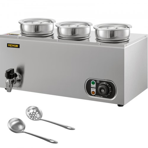 110V Commercial Food Warmer 12.6 Qt Capacity, 800W Electric Soup Warmer Adjustable Temp.86-185?, Stainless Steel Countertop Soup Pot with Tap, Bain Marie Food Warmer for Cheese/Hot Dog/Rice 110V Commercial Food Warmer 12.6 Qt Capacity, 800W Electric Soup Warmer Adjustable Temp.86-185?, Stainless Steel Countertop Soup Pot with Tap, Bain Marie Food Warmer for Cheese/Hot Dog/Rice