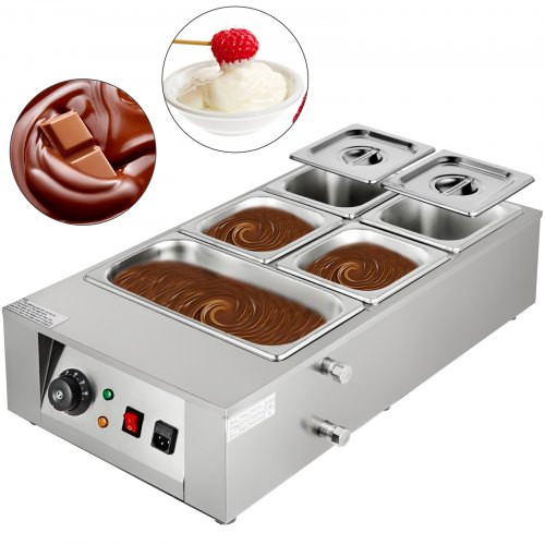 1KW Electric Chocolate Melting Pot Machine 5 Tanks 26.45lbs Capacity Commercial Home Electric Chocolate Heater Electric Chocolate Melter for Bakeries Cafes and Chocolate Fountains (5 Tanks)